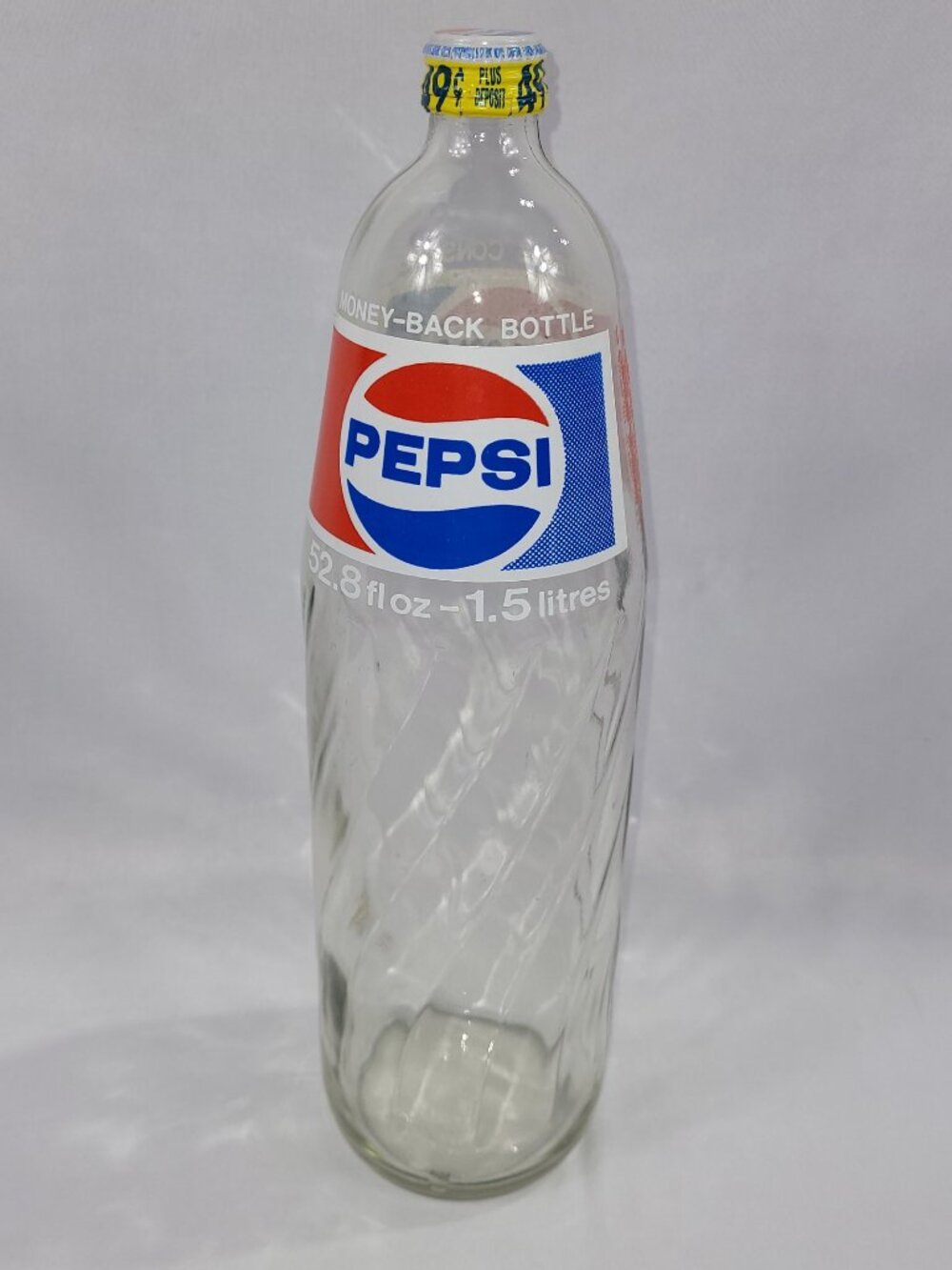 Pepsi-Cola 1970s Vintage 1.5 litre Clear Glass 13" Soda Pop Bottle